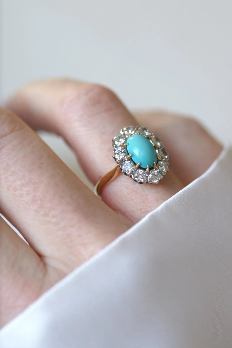 Bague Marguerite Turquoise et Diamants - Castafiore