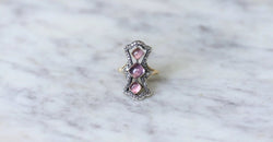 Bague marquise améthystes et diamants - Castafiore