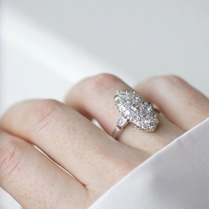 Bague Marquise Ancienne diamants - Castafiore