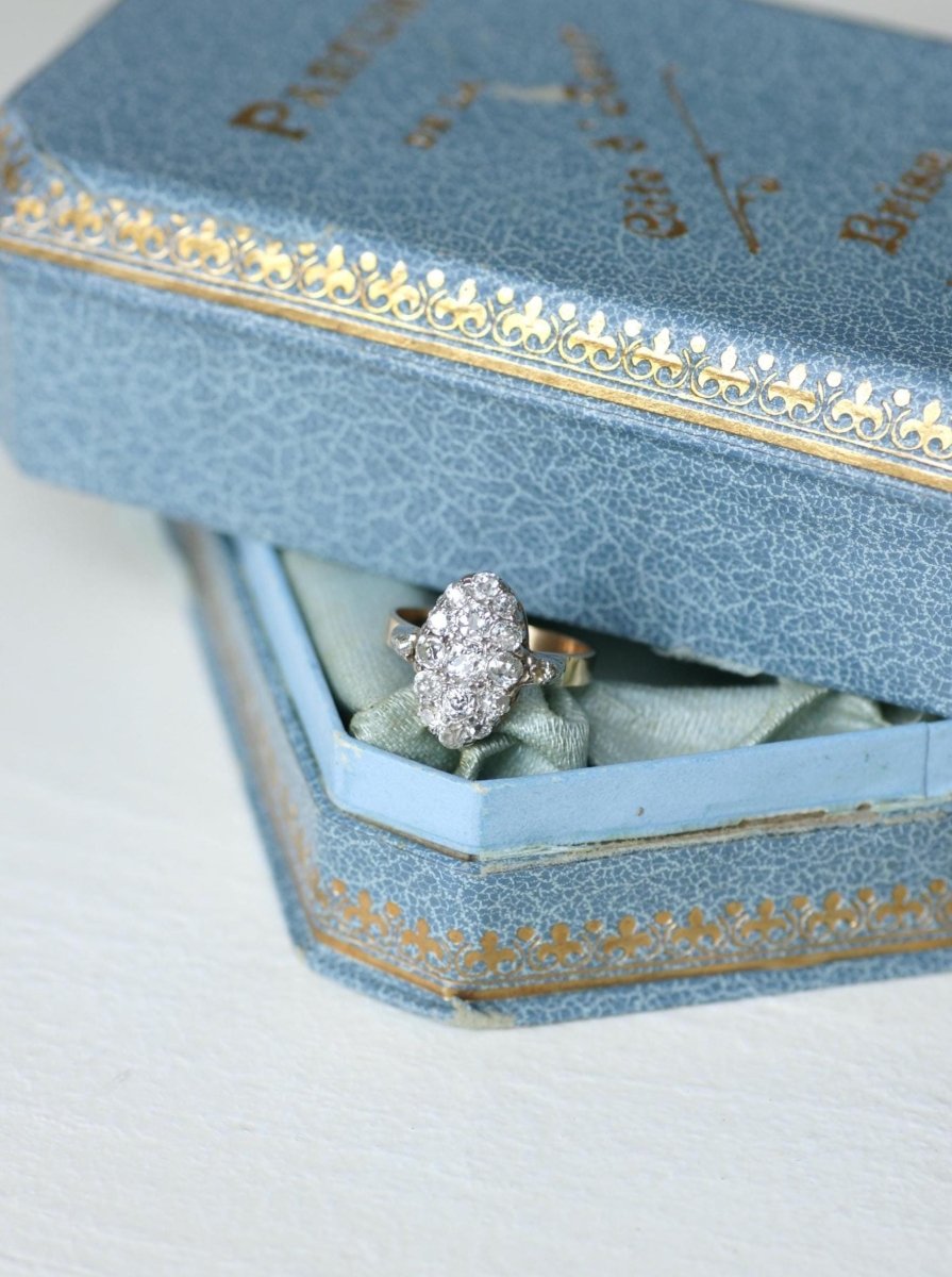 Bague Marquise Ancienne Diamants 1,30 Cts Or rose - Castafiore