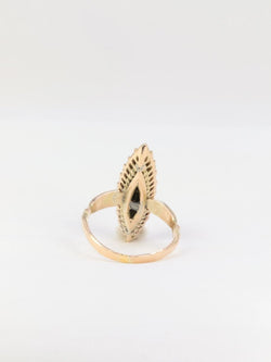 Bague marquise ancienne or jaune diamants Salt & Pepper taille en rose - Castafiore