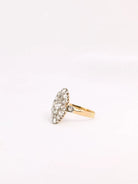 Bague marquise ancienne or platine diamants taille rose - Castafiore