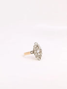 Bague marquise ancienne or platine diamants taille rose - Castafiore