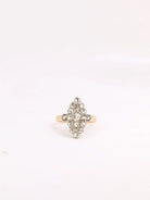 Bague marquise ancienne or platine diamants taille rose - Castafiore