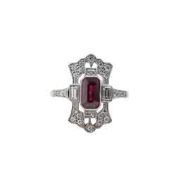Bague marquise Art Déco rubis et diamants - Castafiore