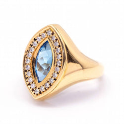 Bague marquise avec Topaze et Brillants