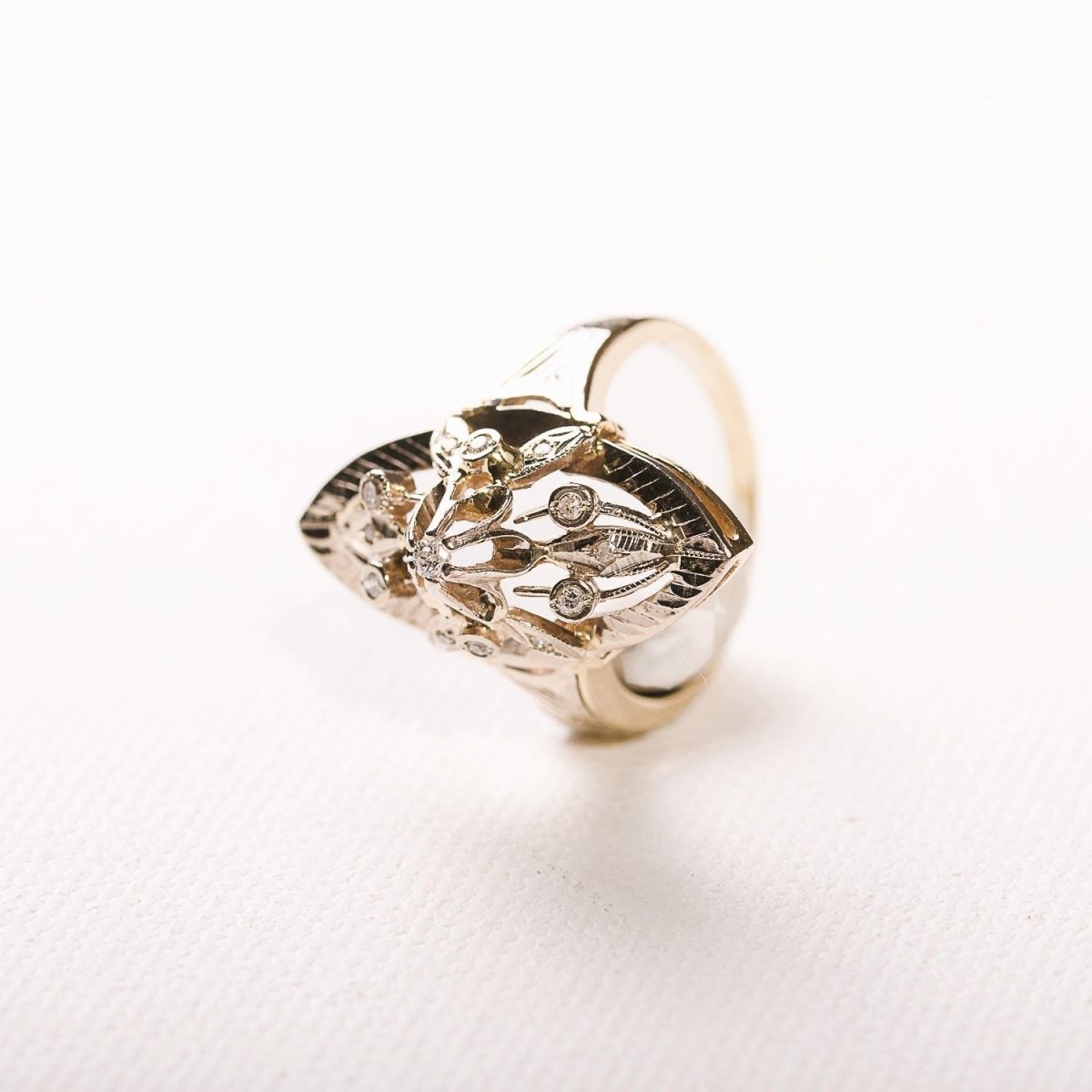 Bague marquise diamants en or deux tons - Castafiore