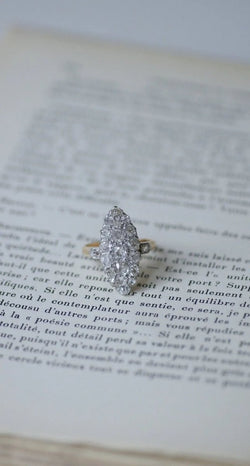 Bague marquise diamants or rose et platine - Castafiore