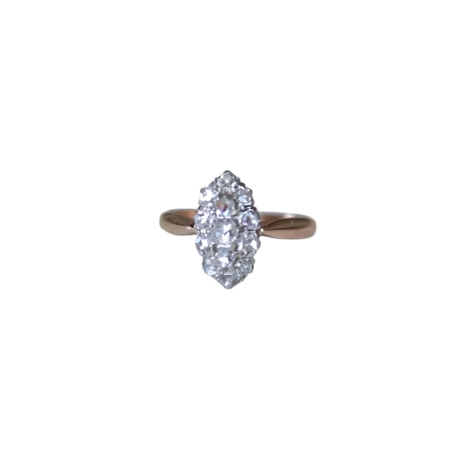 Bague Marquise Diamants Or Rose et Platine - Castafiore