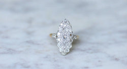 Bague marquise diamants or rose et platine - Castafiore