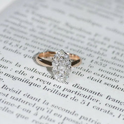 Bague Marquise Diamants Or Rose et Platine - Castafiore