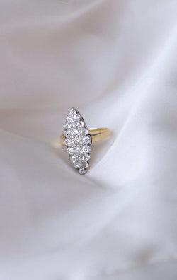 Bague Marquise diamants sur or et platine - Castafiore