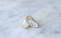 Bague Marquise diamants sur or et platine - Castafiore