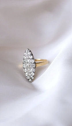 Bague Marquise diamants sur or et platine - Castafiore