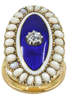 BAGUE MARQUISE ÉMAIL OPALES ET DIAMANT - Castafiore