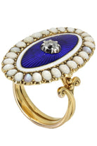 BAGUE MARQUISE ÉMAIL OPALES ET DIAMANT - Castafiore