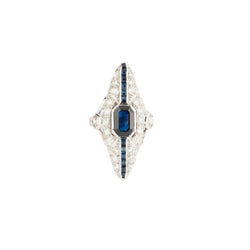 Bague marquise en diamant et saphir - Castafiore