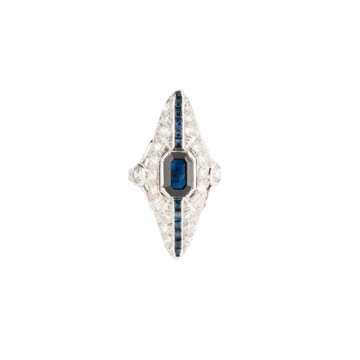 Bague marquise en diamant et saphir - Castafiore