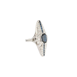 Bague marquise en diamant et saphir - Castafiore