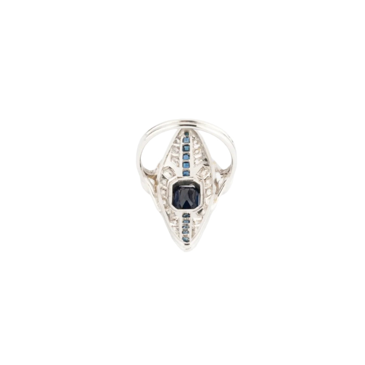 Bague marquise en diamant et saphir - Castafiore