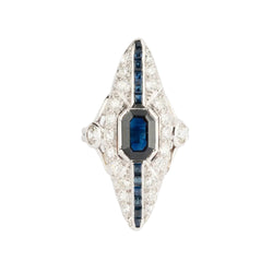 Bague marquise en diamant et saphir - Castafiore