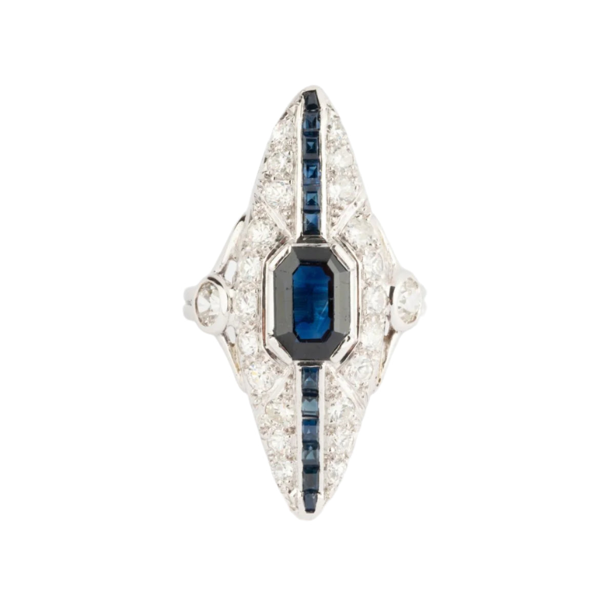 Bague marquise en diamant et saphir - Castafiore