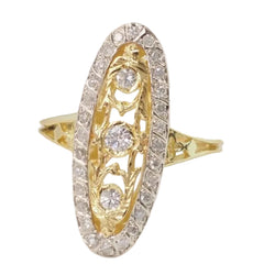Bague marquise en or bicolore et diamants - Castafiore