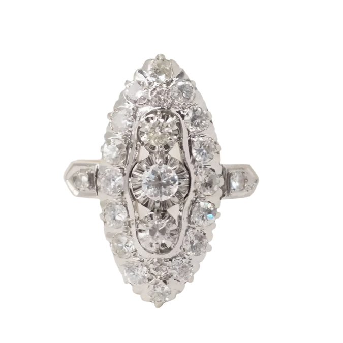 Bague marquise en or bicolore et diamants - Castafiore