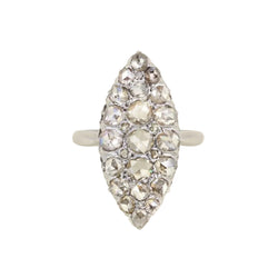 Bague marquise en or blanc diamants - Castafiore