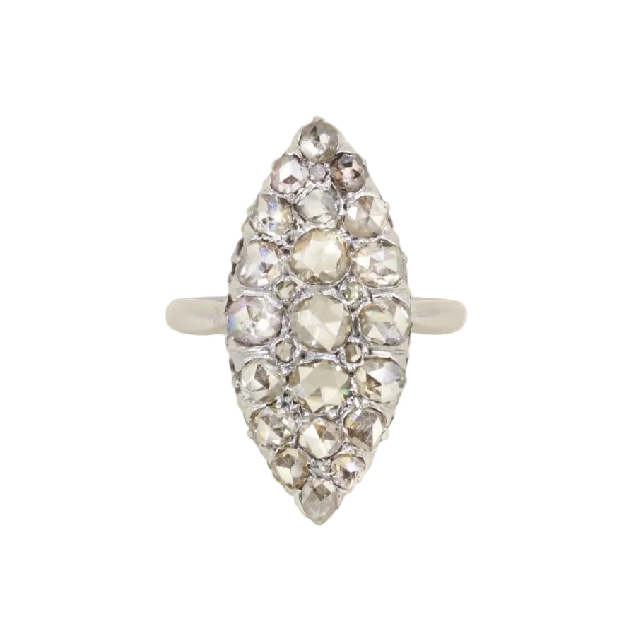 Bague marquise en or blanc diamants - Castafiore