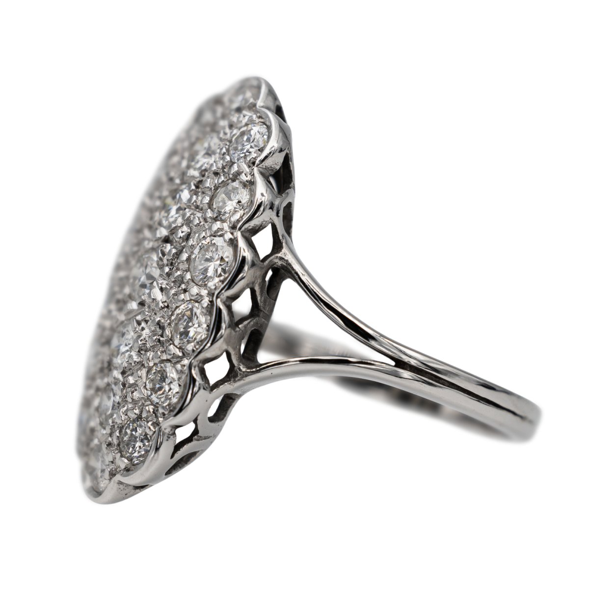 Bague Marquise en Or blanc et Diamant - Castafiore