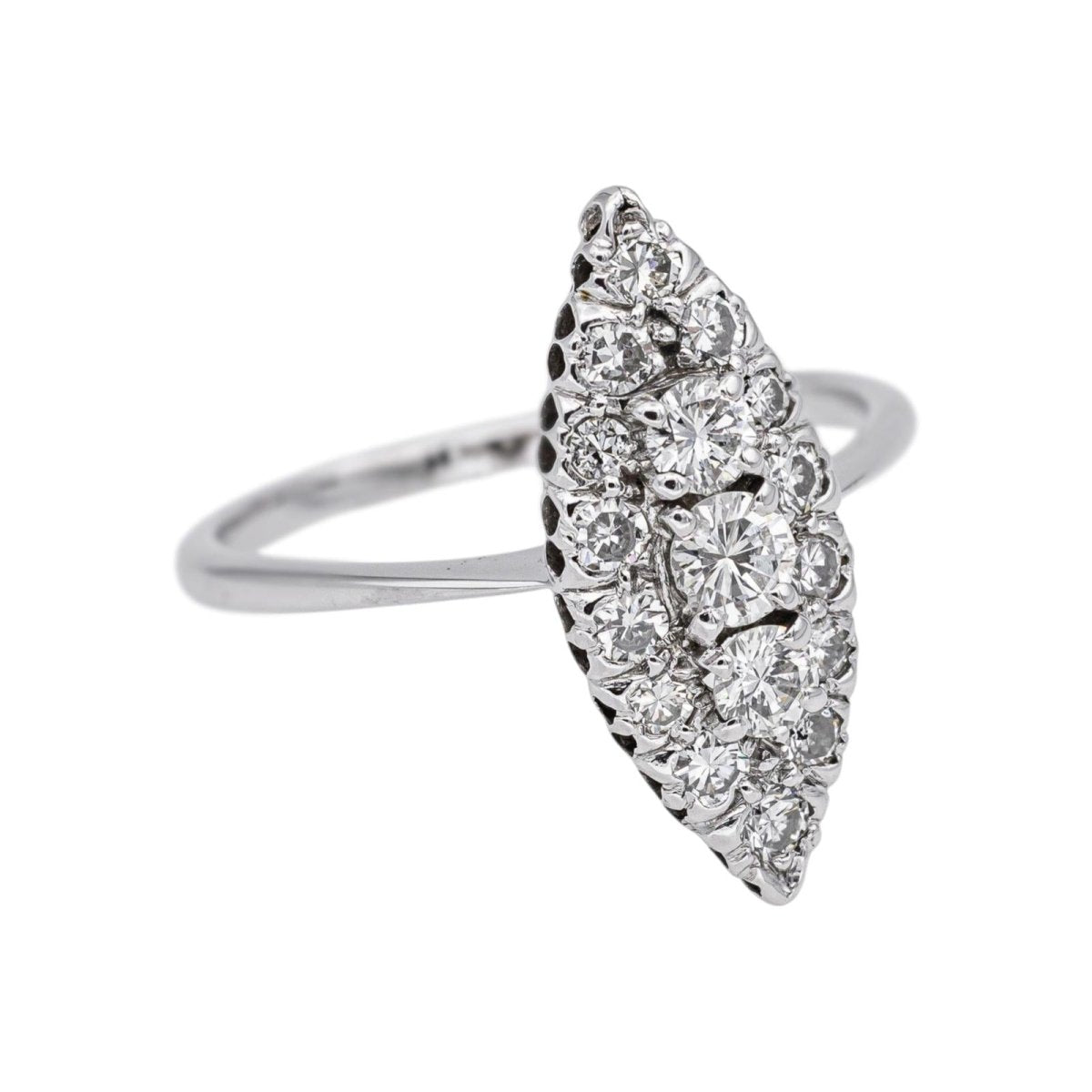 Bague Marquise en or blanc et diamants - Castafiore