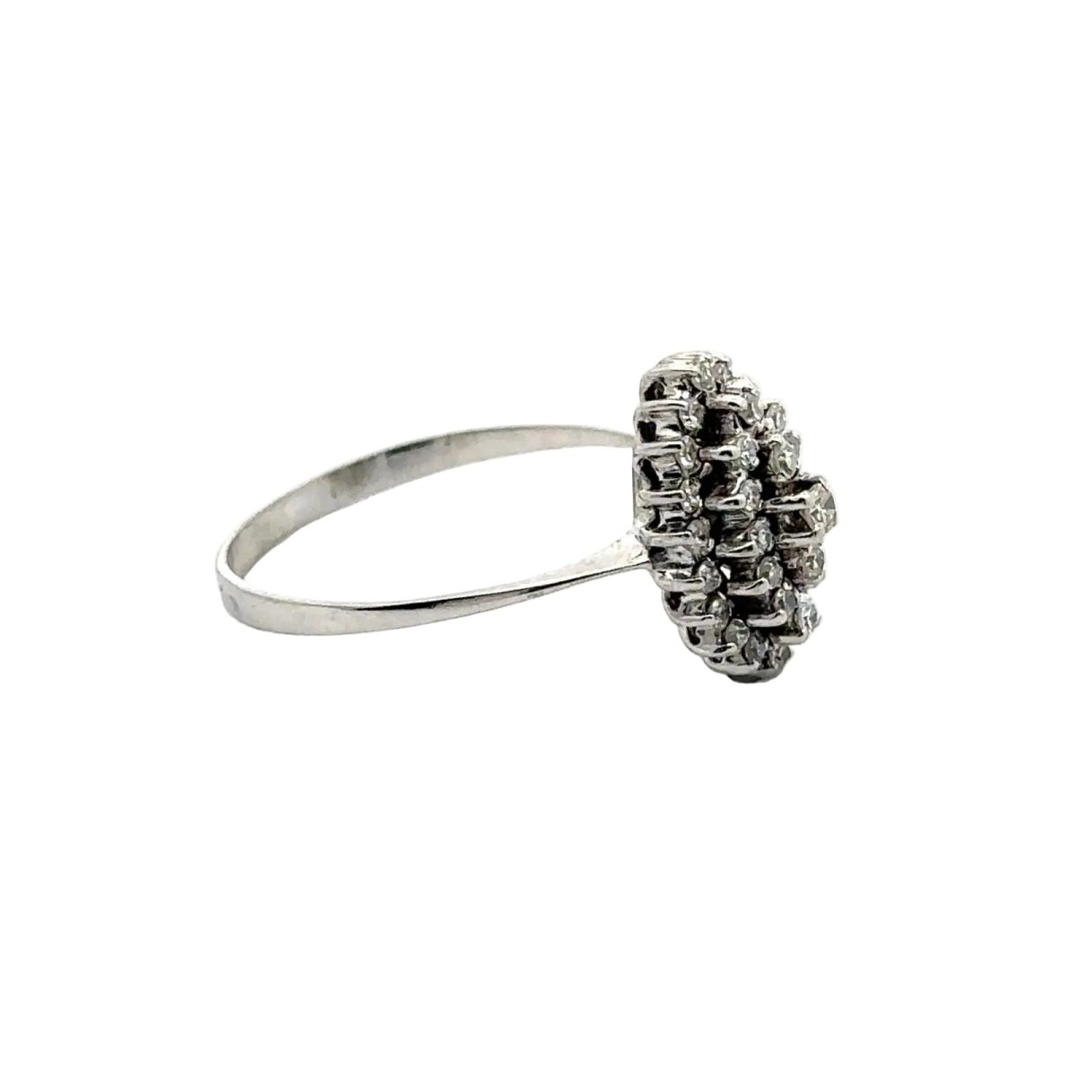 Bague Marquise en or blanc et diamants - Castafiore