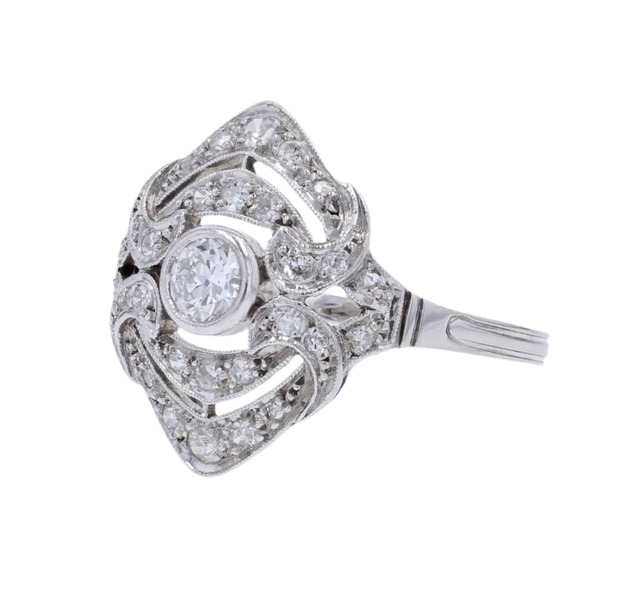 Bague Marquise en or blanc et diamants - Castafiore