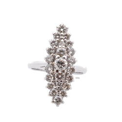 Bague Marquise en or blanc et diamants - Castafiore