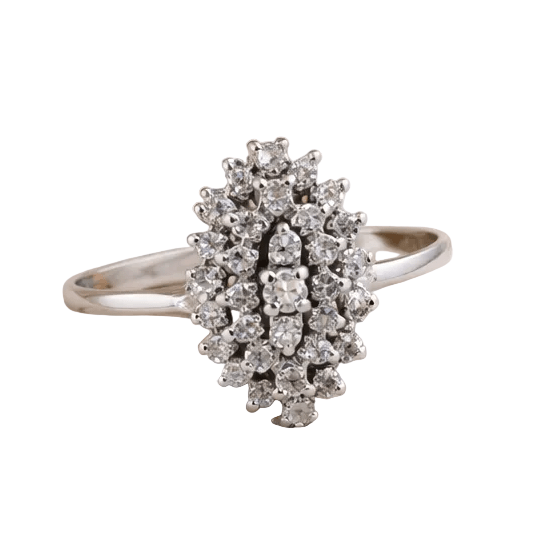 Bague Marquise en or blanc et diamants - Castafiore