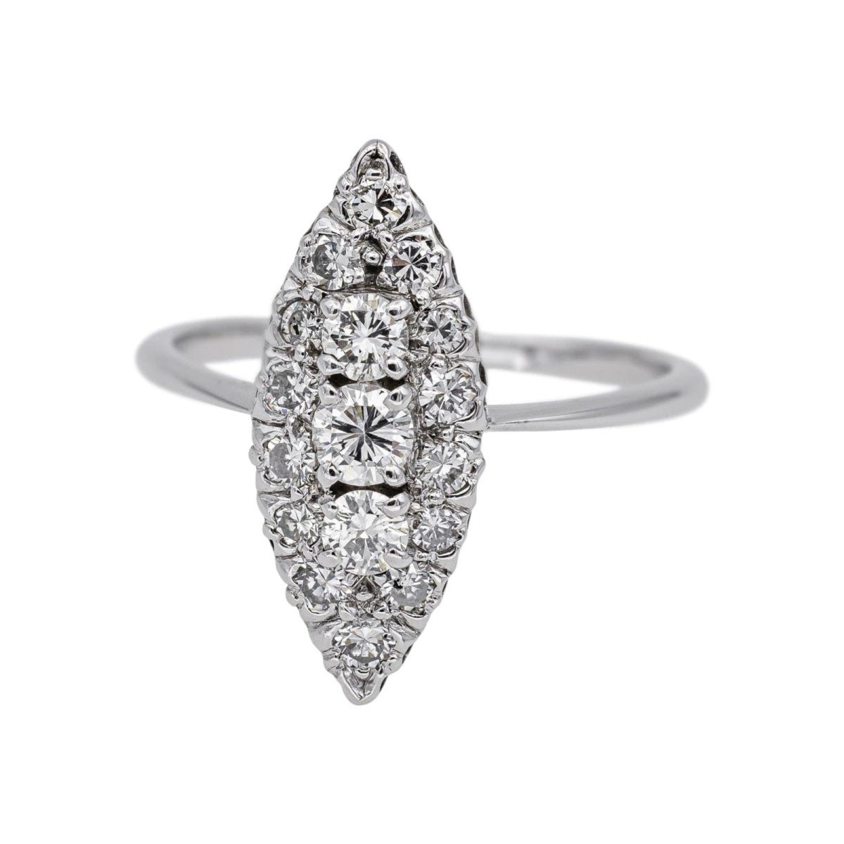 Bague Marquise en or blanc et diamants - Castafiore