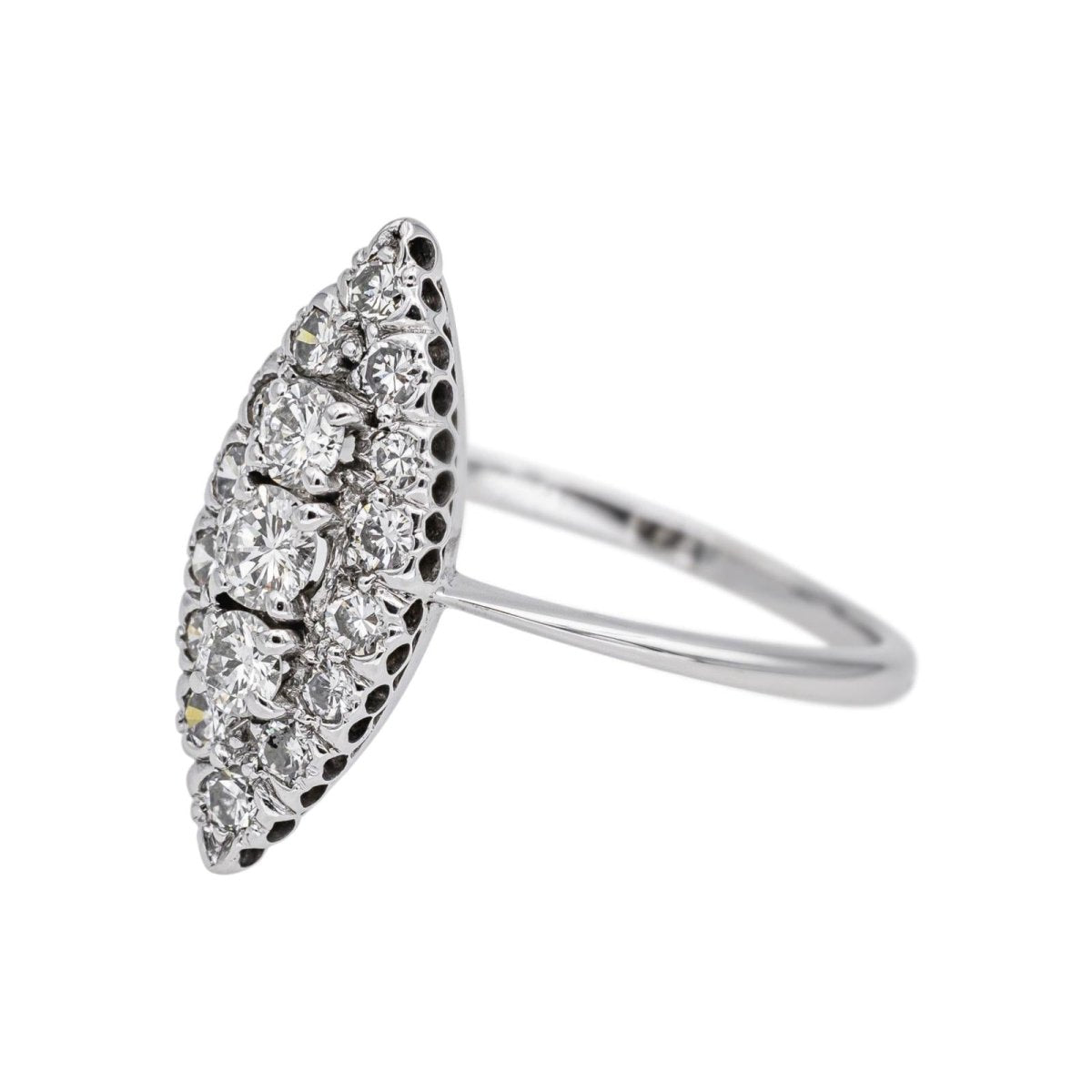 Bague Marquise en or blanc et diamants - Castafiore