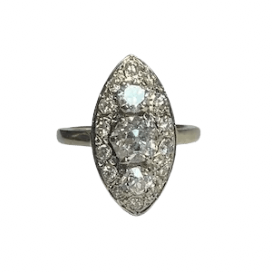 Bague Marquise en or blanc et diamants - Castafiore