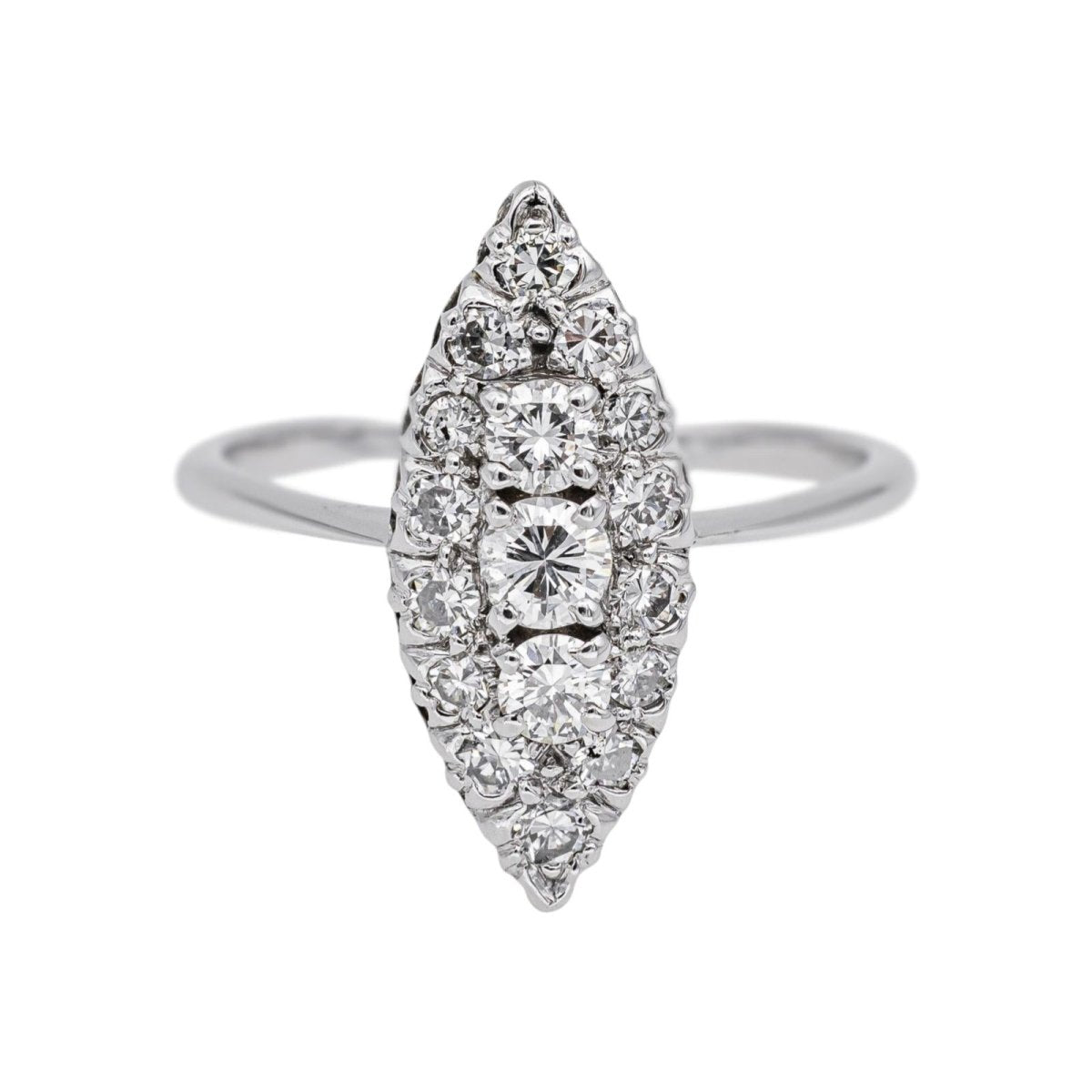 Bague Marquise en or blanc et diamants - Castafiore