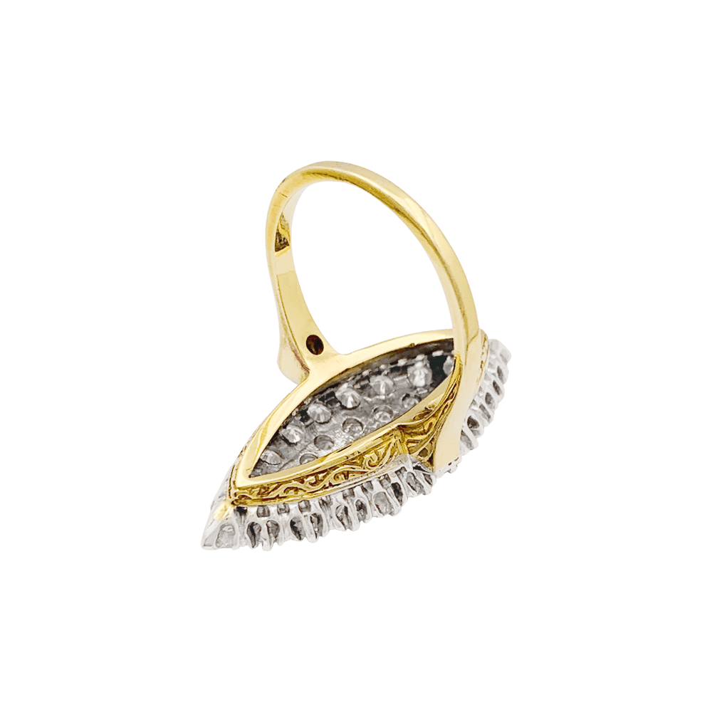 Bague Marquise en or blanc, or jaune et diamants - Castafiore