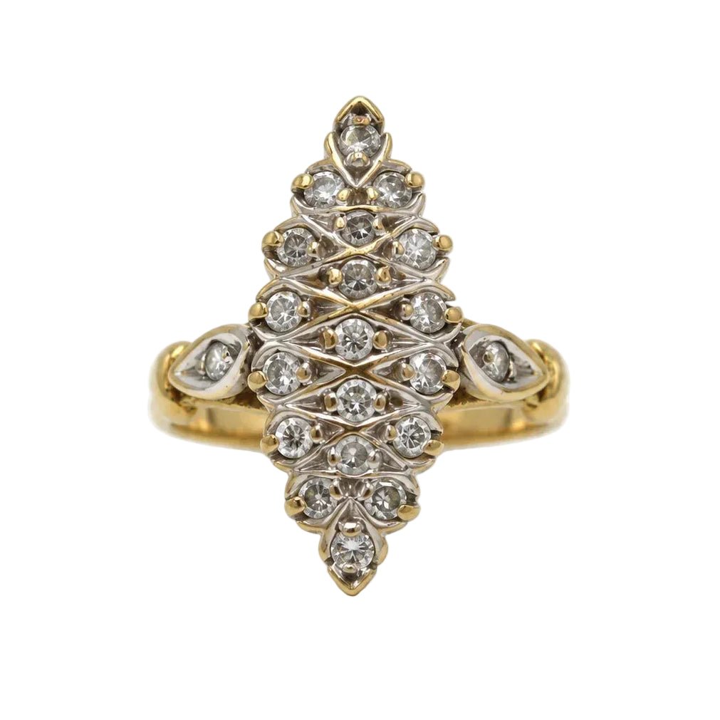 Bague Marquise en or blanc, or jaune et diamants - Castafiore