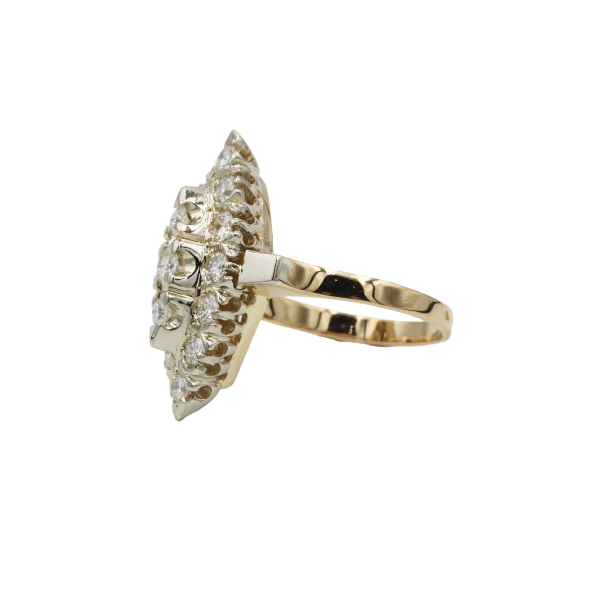Bague Marquise en or blanc, or jaune et diamants - Castafiore