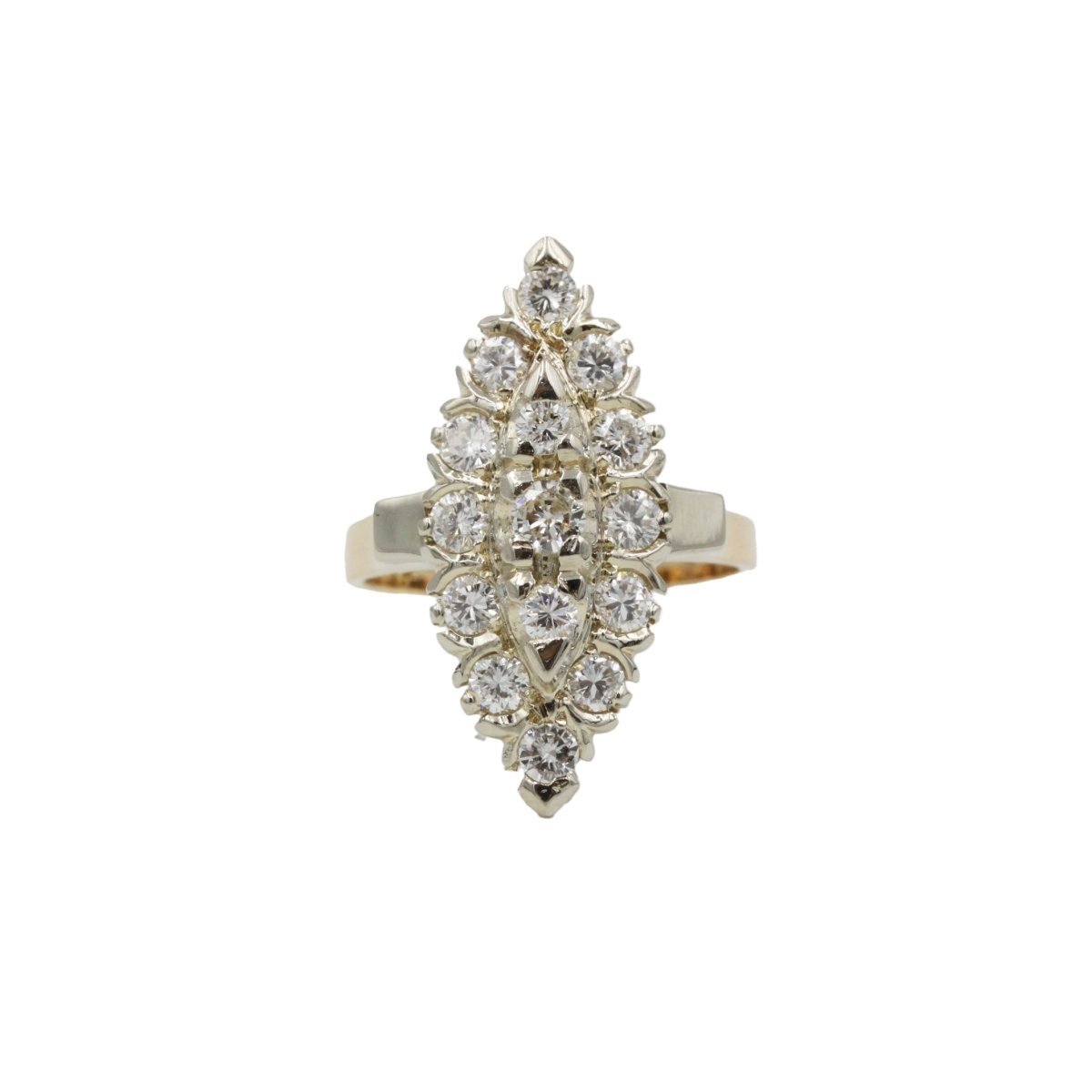 Bague Marquise en or blanc, or jaune et diamants - Castafiore