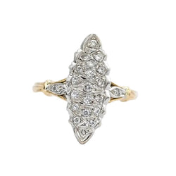 Bague Marquise en or blanc, or jaune et diamants - Castafiore