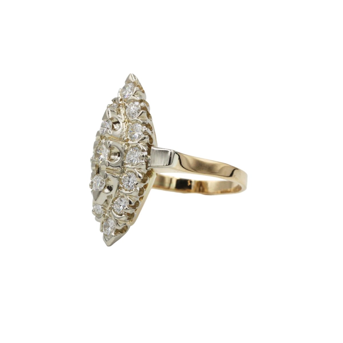 Bague Marquise en or blanc, or jaune et diamants - Castafiore