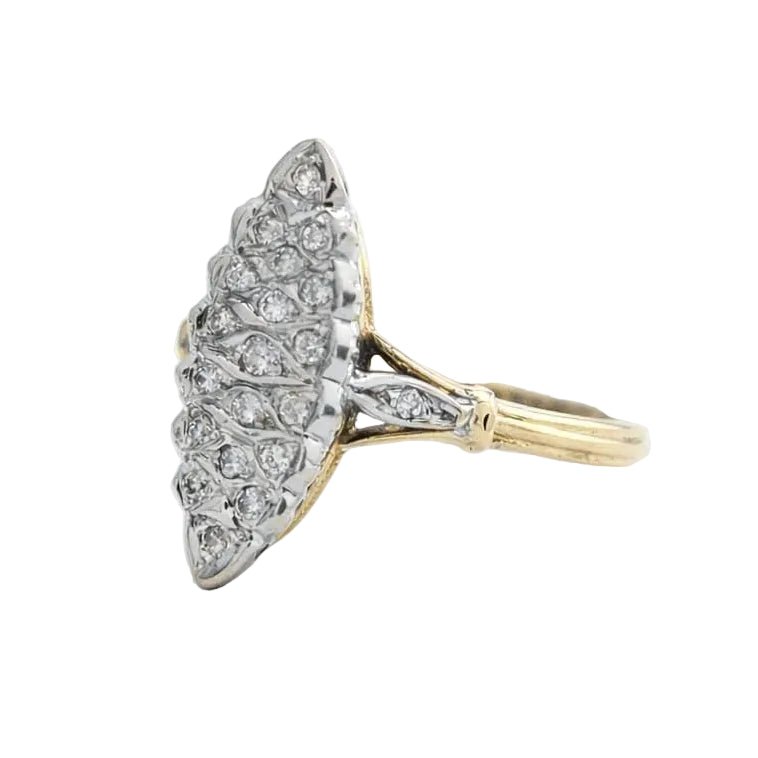 Bague Marquise en or blanc, or jaune et diamants - Castafiore