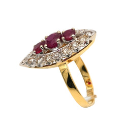 Bague Marquise en or blanc, or jaune, rubis et diamants - Castafiore