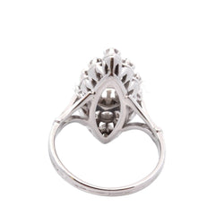 Bague Marquise en or blanc, platine et diamant - Castafiore