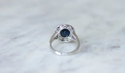 Bague Marquise en or blanc, platine, saphir et diamants - Castafiore